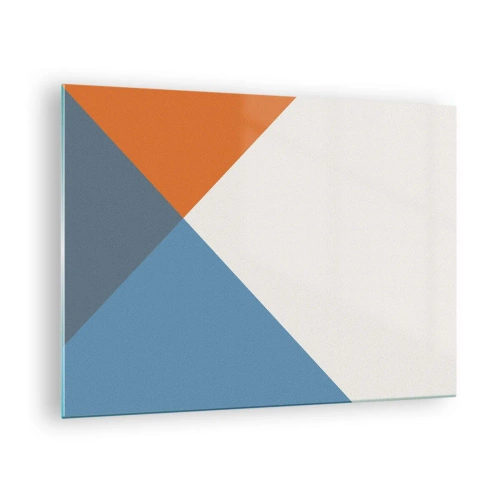 Obraz na skle - Geometrická kompozice s barevnými trojúhelníky - 70x50cm - Pod úhlem… - Moderní nástěnná dekorace do obývacího pokoje a ložnice ARTTOR