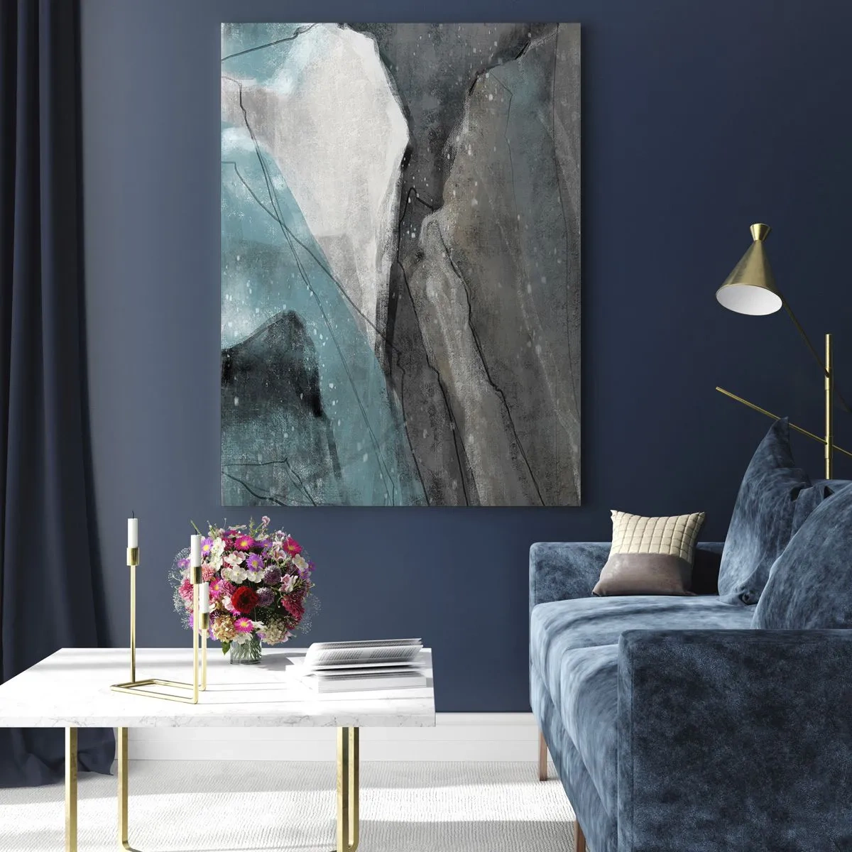 Obraz na skle - Abstrakce: skály a led - 80x120 cm