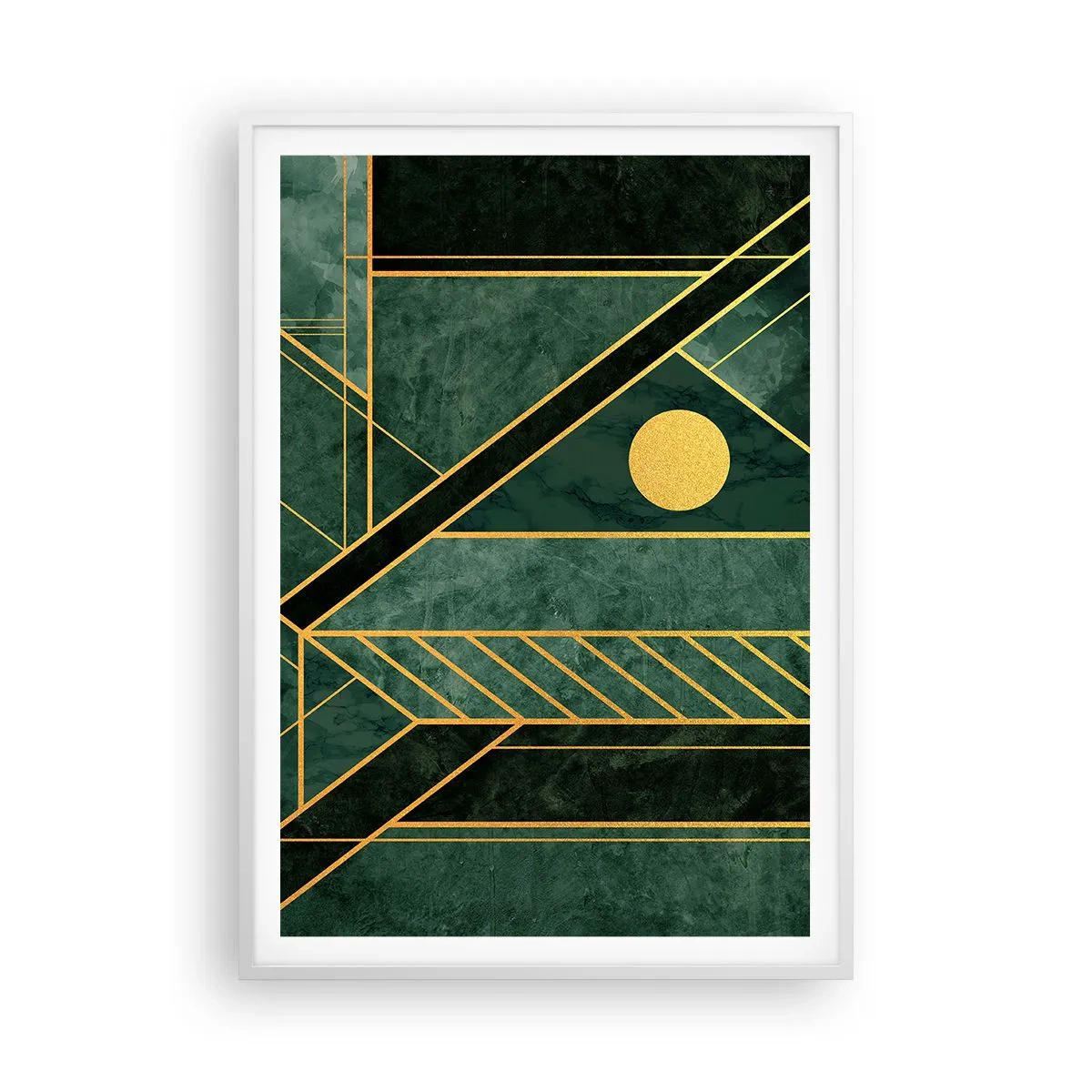 Plakát v bílém rámu - Dynamika zlata a lazuritu - 70x100 cm