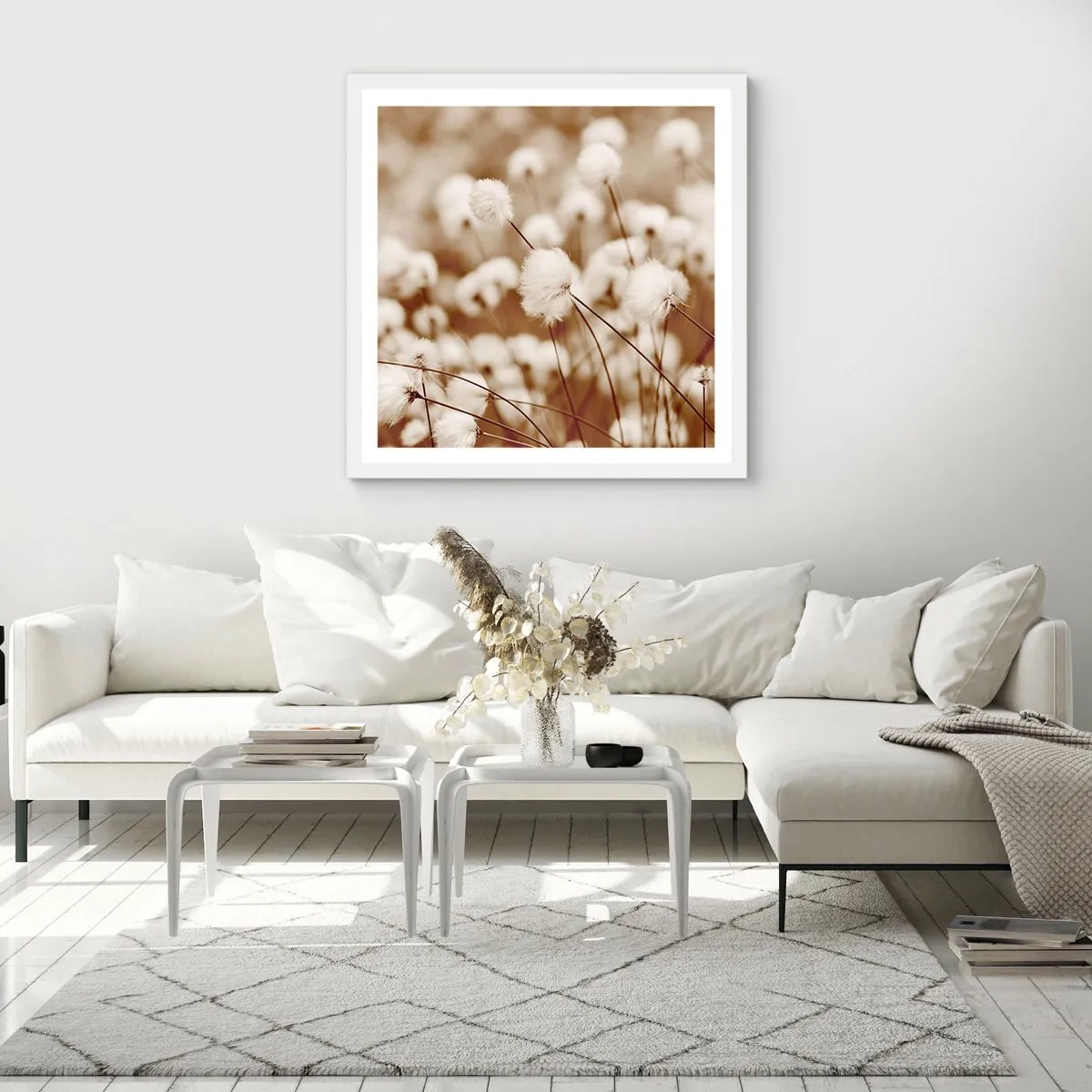 Plakát v bílém rámu - Chlupatý lán - 60x60 cm