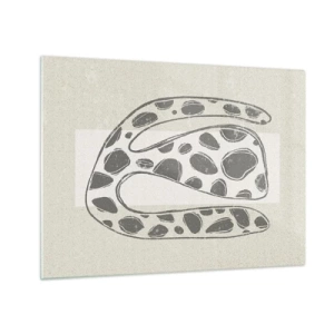 Obraz na skle - Fantastická organická forma v odstínech šedé na béžové - 70x50cm - Bizarní bytost - Moderní nástěnná dekorace do obývacího pokoje a ložnice ARTTOR