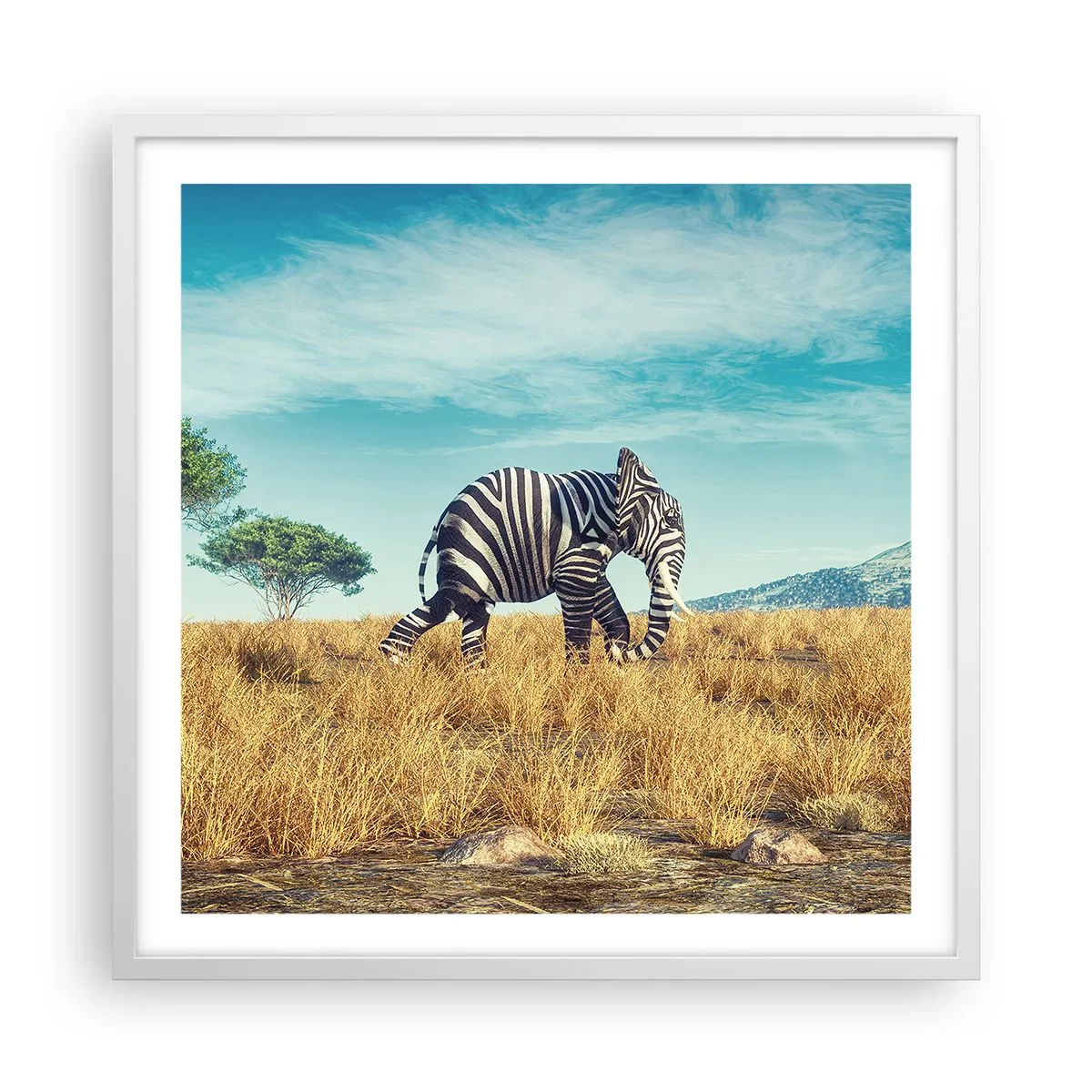 Plakát v bílém rámu - Šedá už není v módě - 60x60 cm