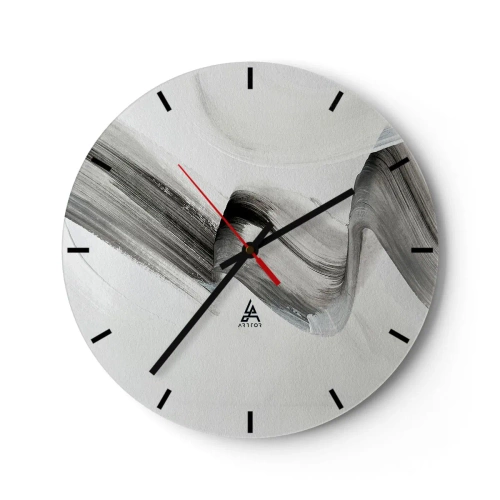 Nástěnné hodiny - Šedý abstraktní tah štětcem na světlém pozadí - 30x30cm - Jen tak pro radost - Moderní nástěnná dekorace do obývacího pokoje, kuchyně a ložnice ARTTOR