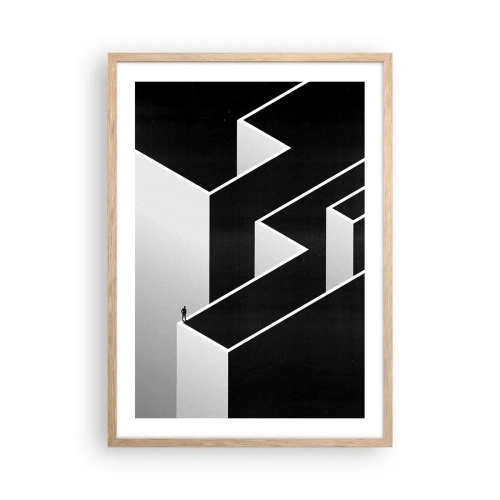 Plakát v rámu světlý dub - Osamělost na vrcholu - 50x70 cm