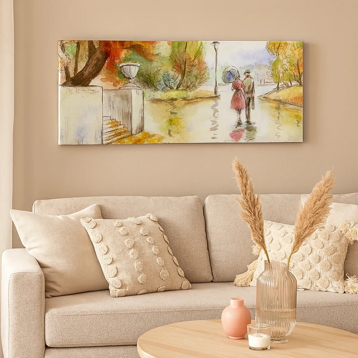 Obraz na plátně - Romantický podzim v parku - 30x30 cm