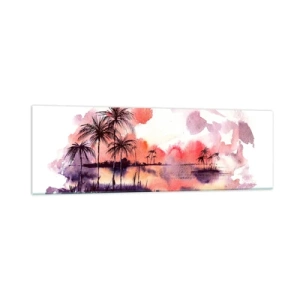 Obraz na skle - Klid tropů v červené - 160x50 cm