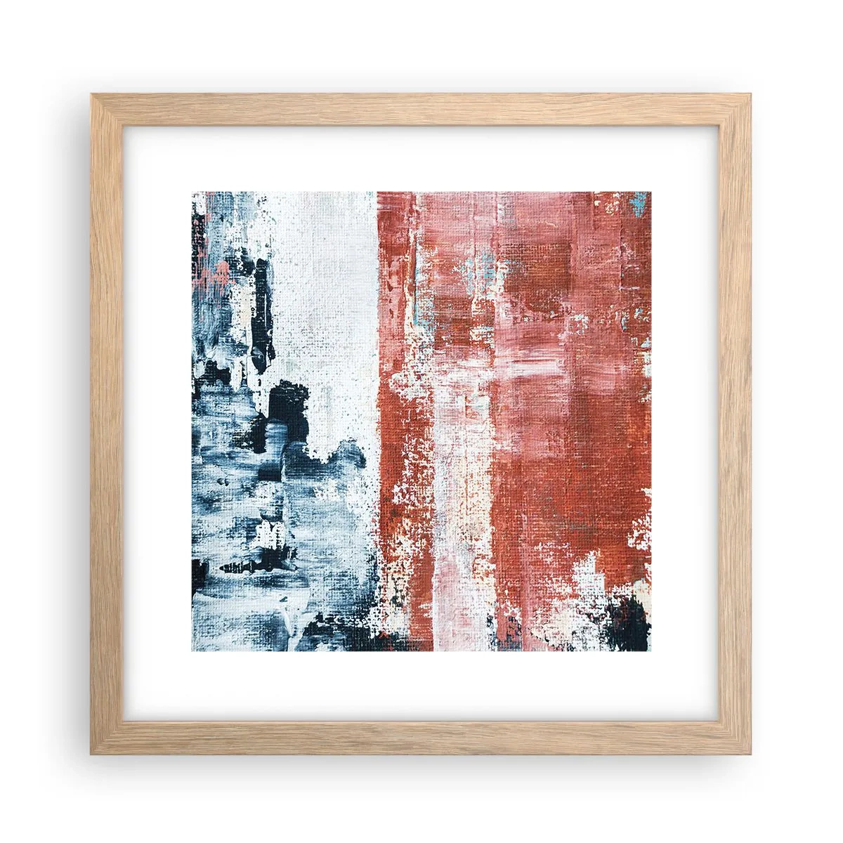 Plakát v rámu světlý dub - Abstraktní půl na půl - 30x30 cm