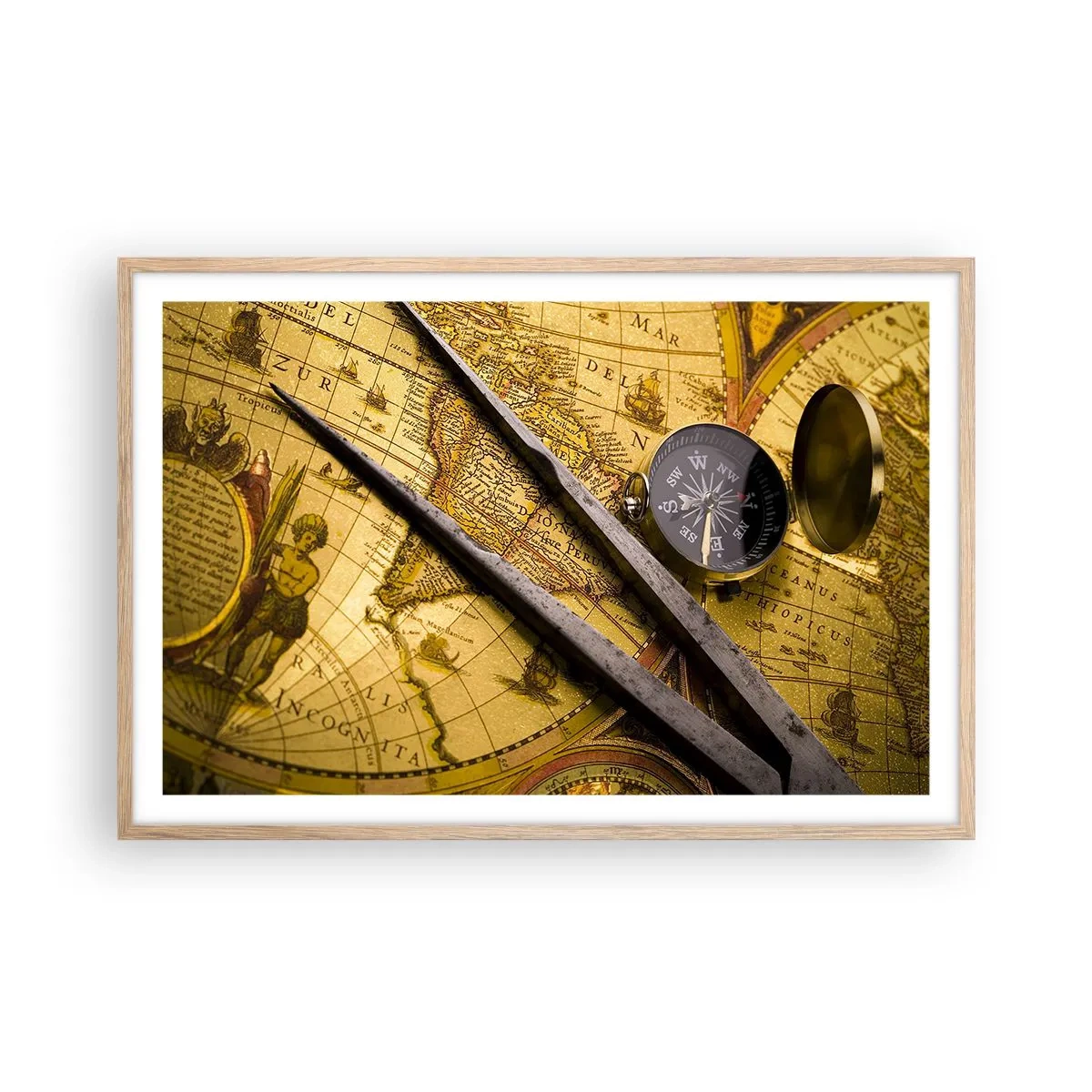 Plakát v rámu světlý dub - Kde jsou ty poklady? - 91x61 cm