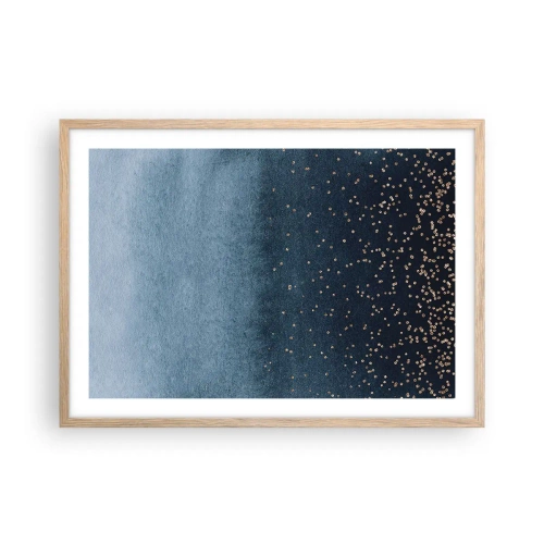 Plakát v rámu světlý dub - Kompozice – modré fáze - 70x50 cm