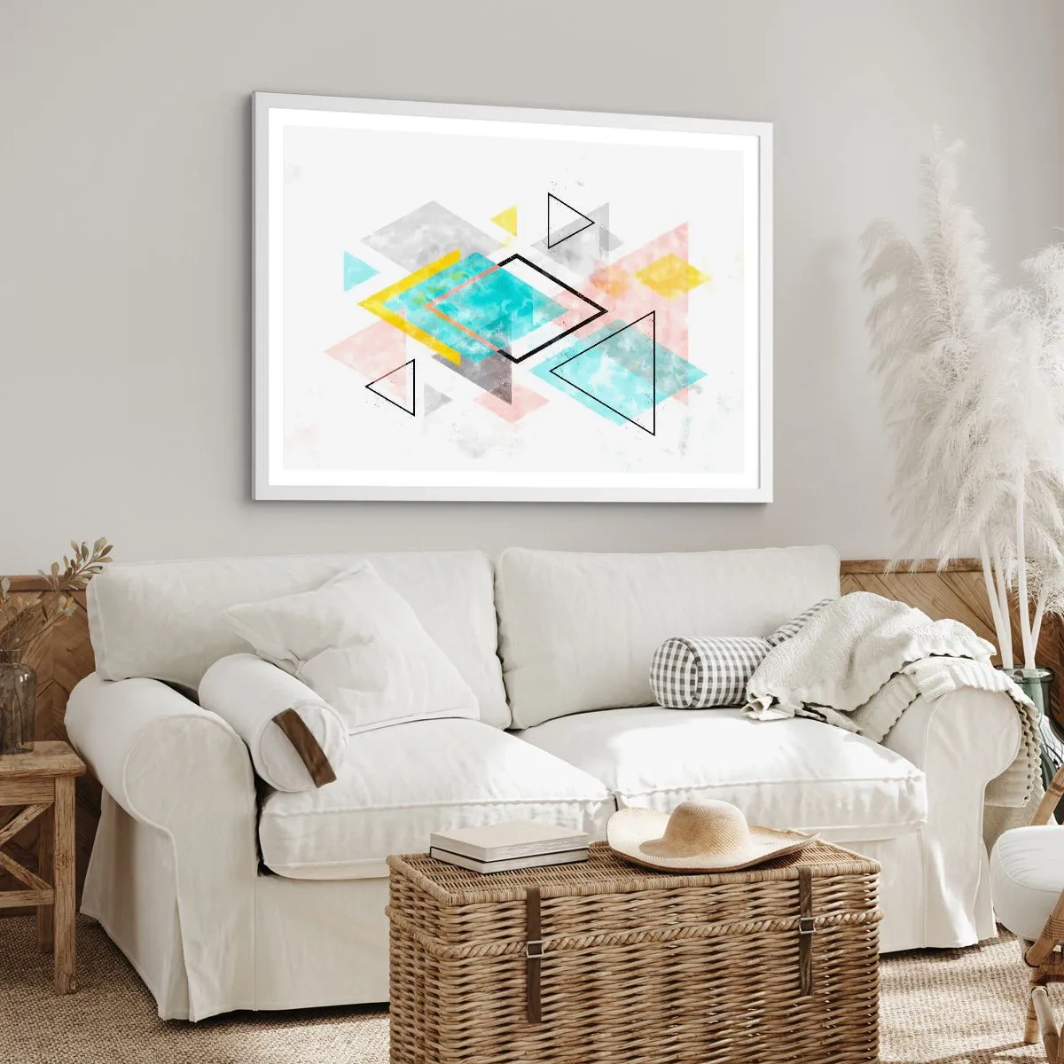 Plakát v bílém rámu - Geometrická zábava - 91x61 cm