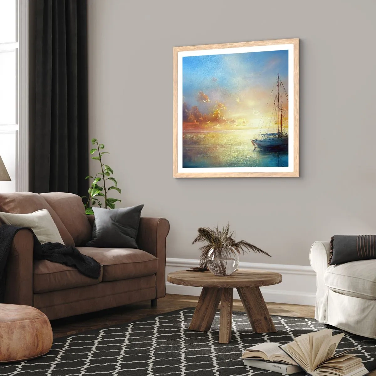 Plakát v rámu světlý dub - Ve zlatém zálivu - 60x60 cm