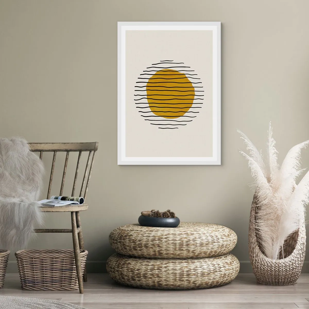 Plakát v bílém rámu - Abstrakce chvějící se žárem - 70x100 cm