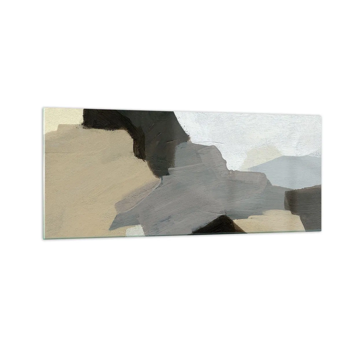 Obraz na skle - Abstrakce: křižovatka šedi - 100x40 cm