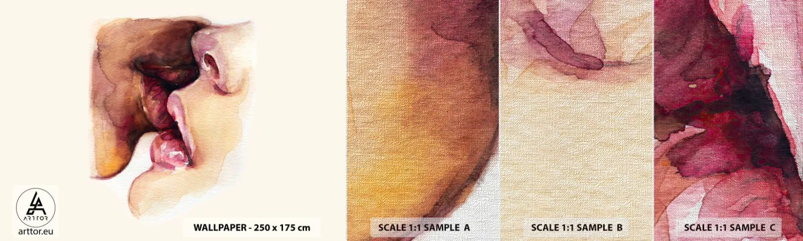 Vzor Fototapety Premium Canvas - Jako noc a den, země a nebe - Abstrakce, Polibek, Zamilovaný pár - 100x30 cm