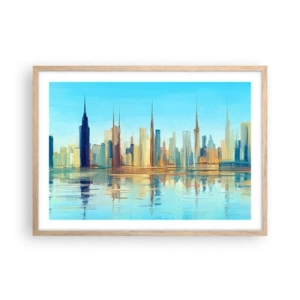 Plakát v rámu světlý dub - Prosluněná metropole - 70x50 cm
