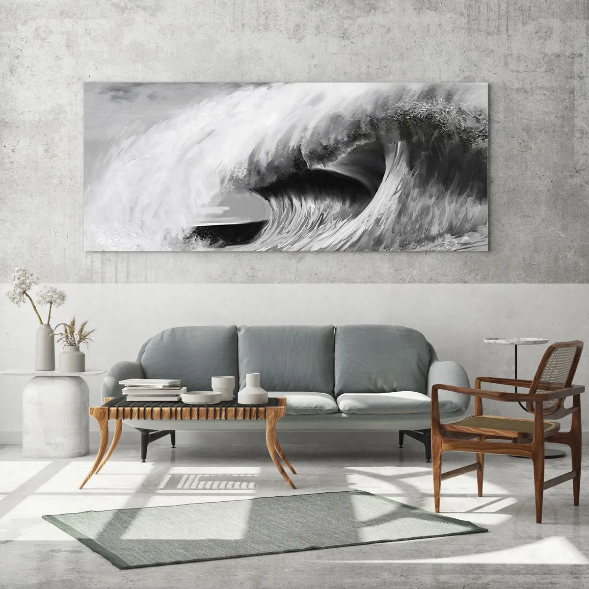 Obraz na skle - Hněv oceánu - 100x40 cm