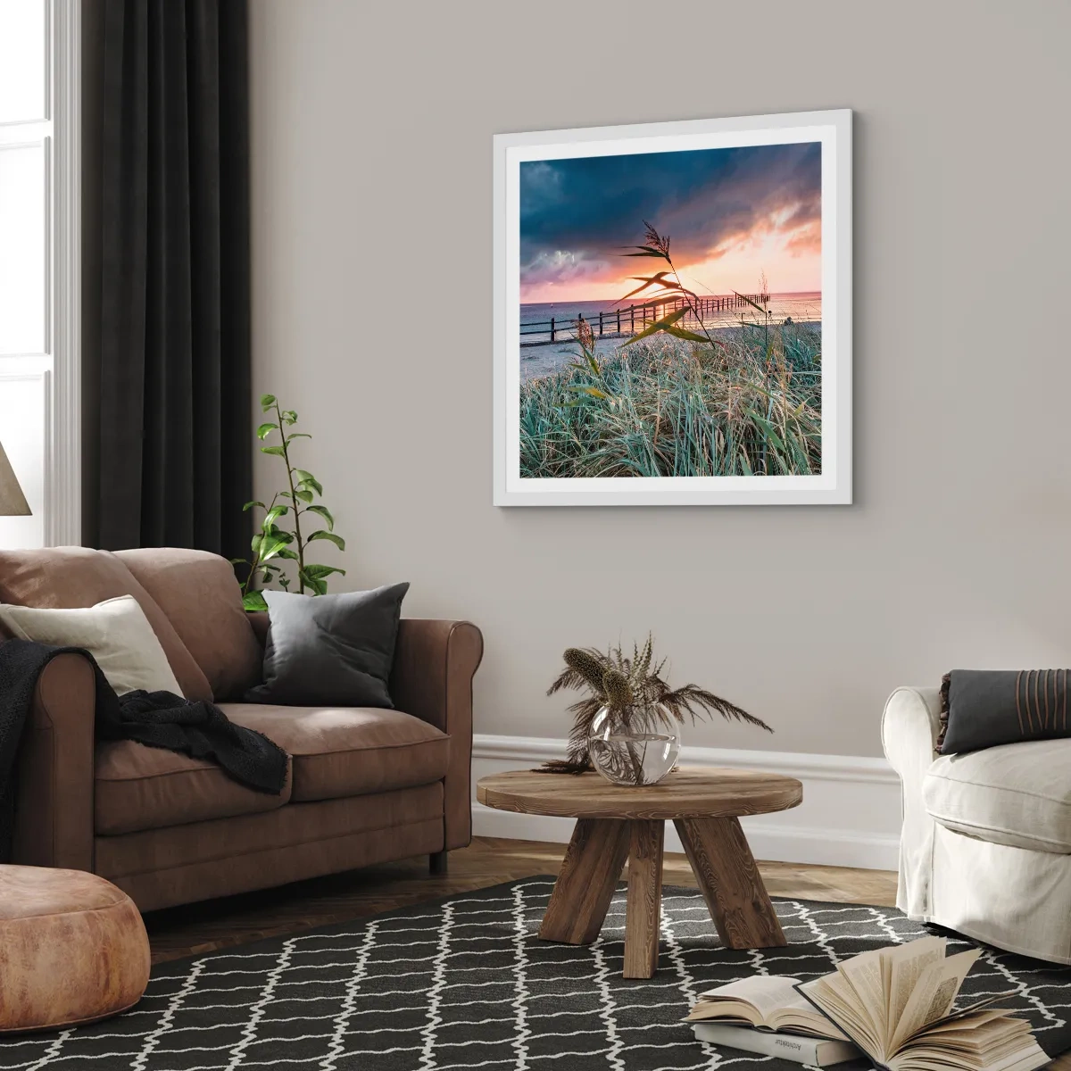 Plakát v bílém rámu - Neodváto větrem - 30x30 cm