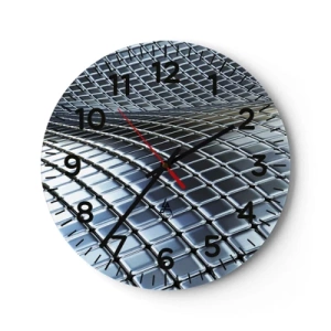 Nástěnné hodiny - Kovová stříbrná vlna - 30x30 cm