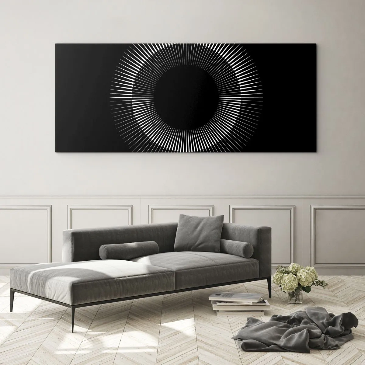 Obraz na skle - Černé slunce - 100x40 cm