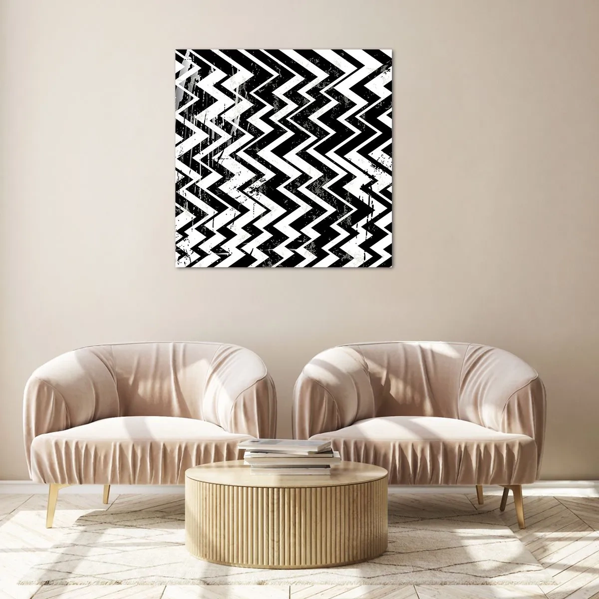Obraz na skle - Cik-bílé, cik-černé - 70x70 cm
