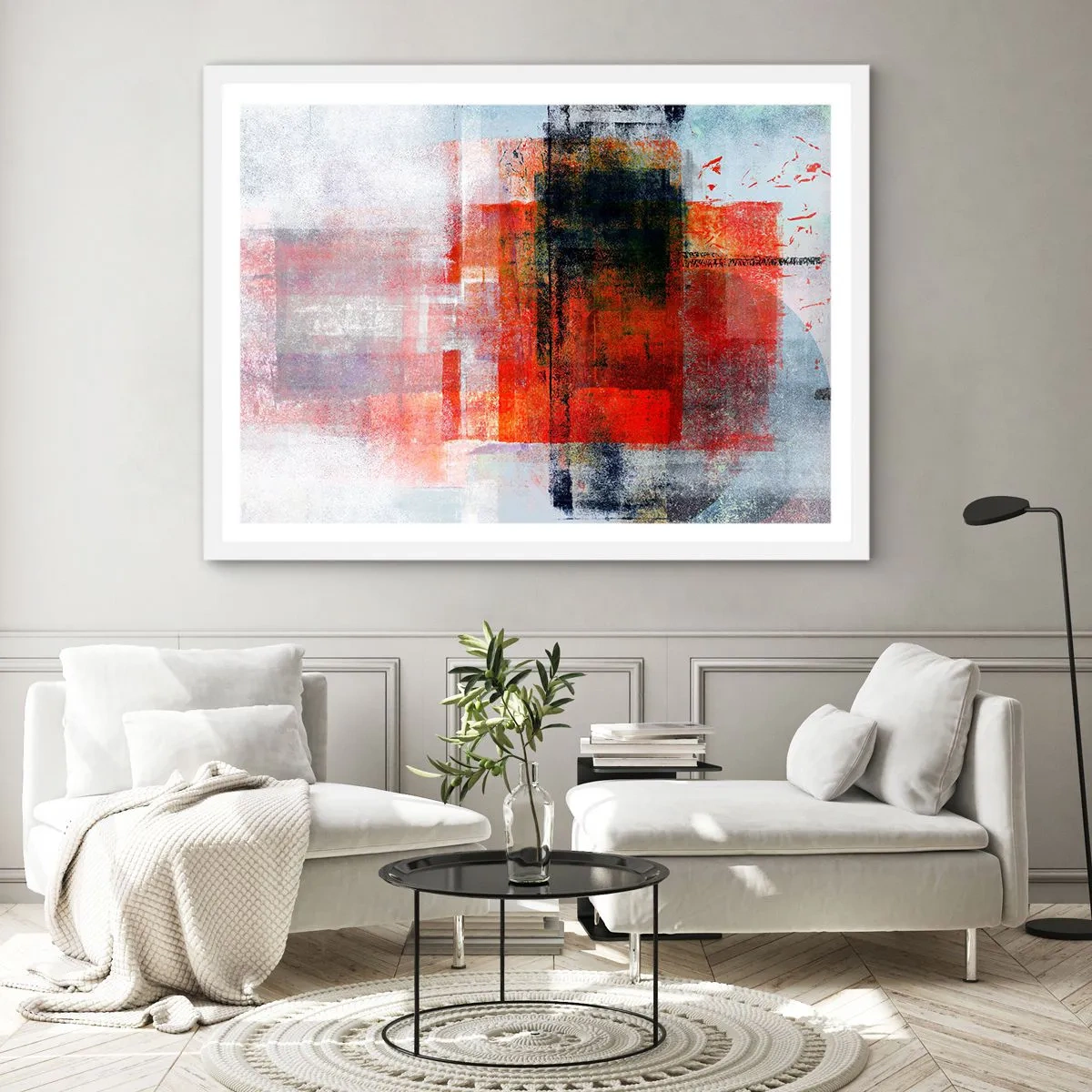 Plakát v bílém rámu - Zářící kompozice - 100x70 cm