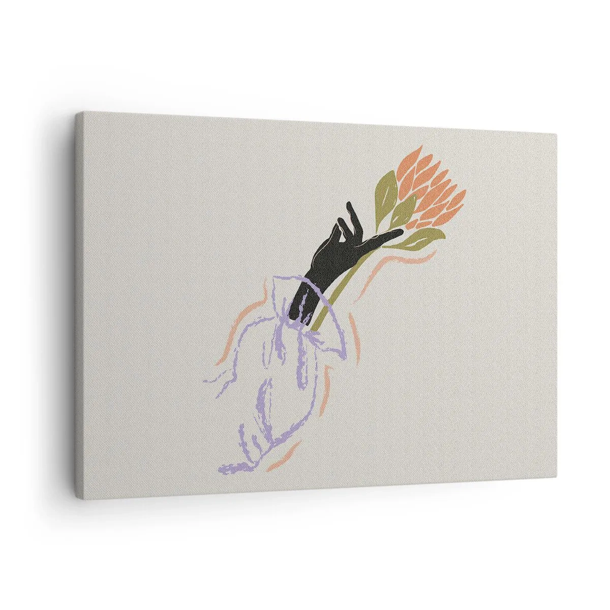 Obraz na plátně - Minimalistická kytice květin v jemném stylu - 70x50cm - Sesterský dotek - Moderní nástěnná dekorace do obývacího pokoje a ložnice ARTTOR