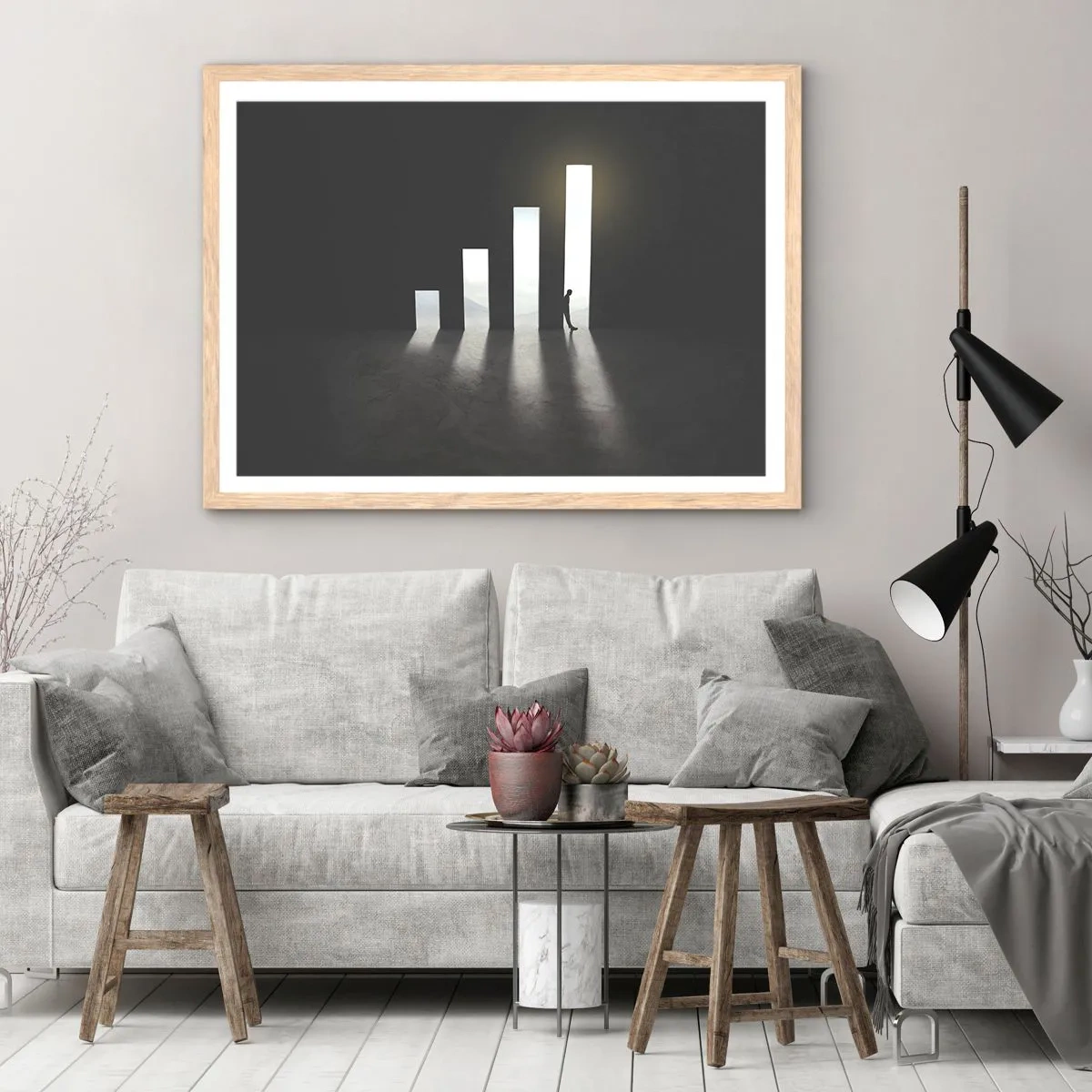 Plakát v rámu světlý dub - Úspěch – imprese - 91x61 cm