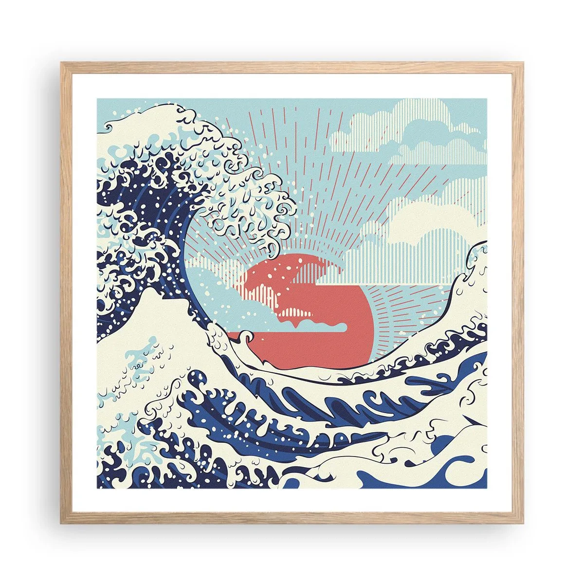 Plakát v rámu světlý dub - Z japonských inspirací - 60x60 cm