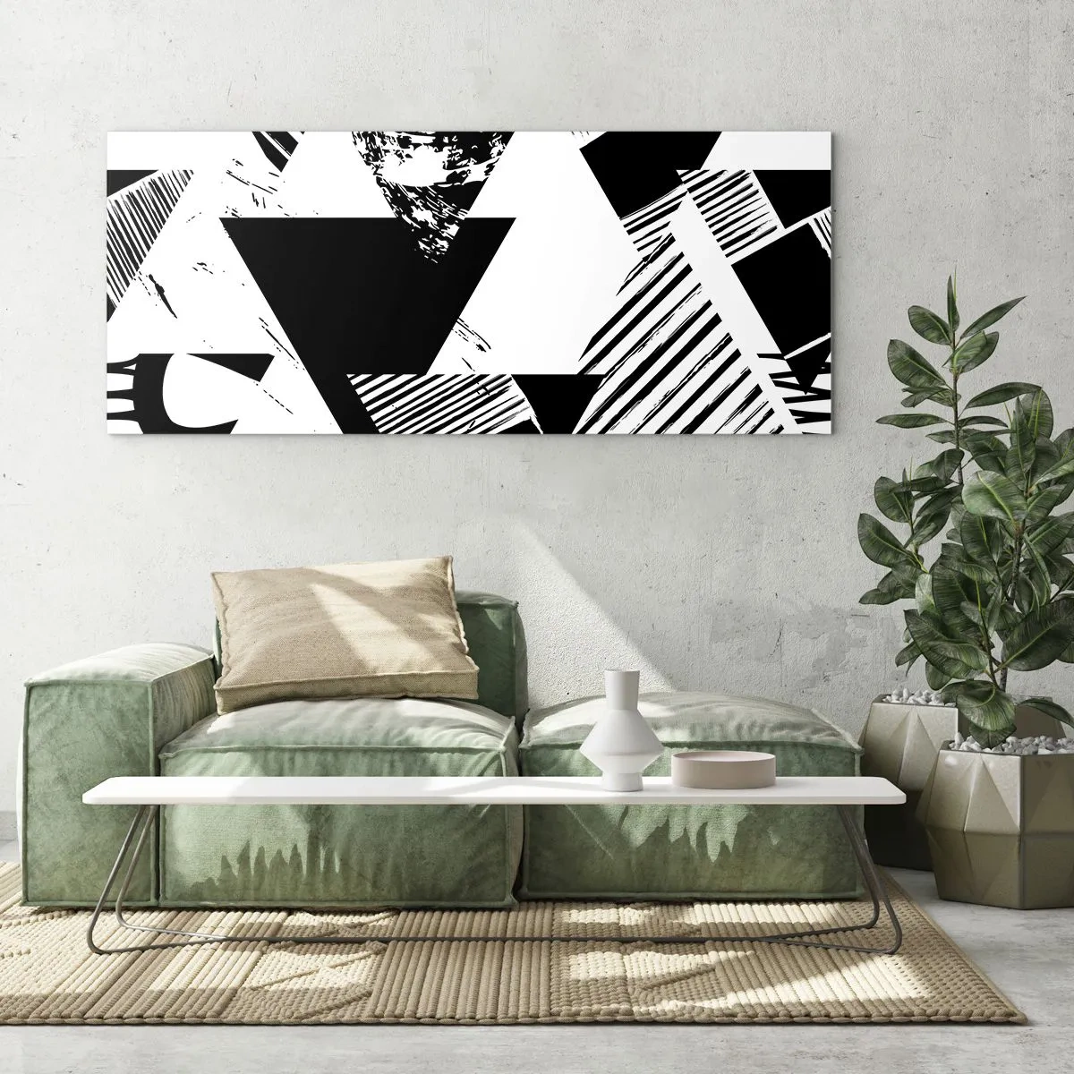 Obraz na skle - Déšť trojúhelníků - 140x50 cm