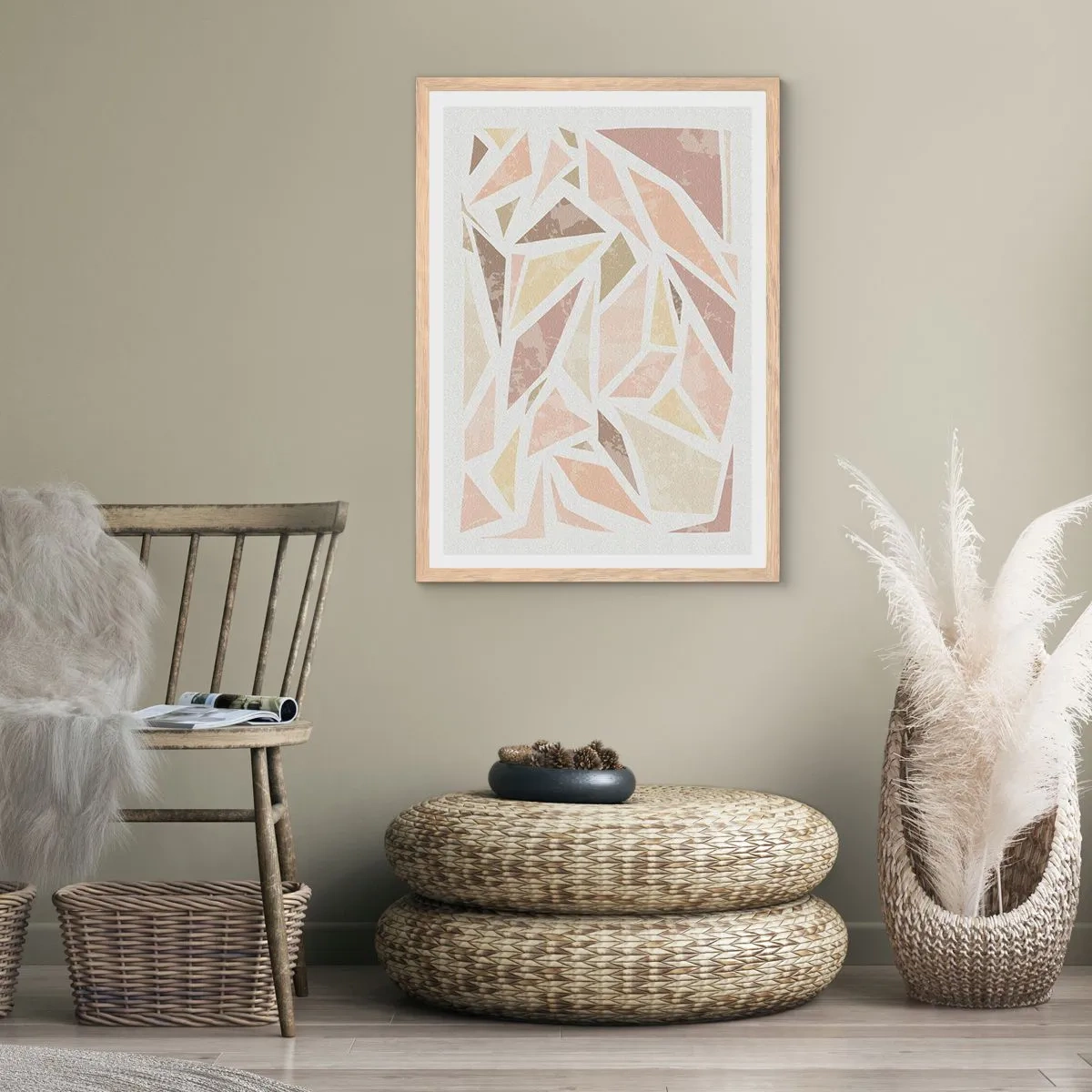 Plakát v rámu světlý dub - Kompozice: vitráž - 50x70 cm