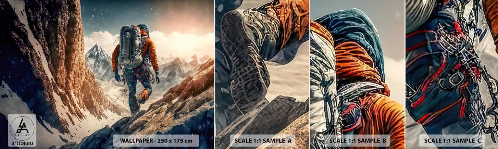 Vzor Fototapety Samolepicí Deluxe Sticker - Osamělý bojovník - Alpy, Lezení, hory - 100x30 cm
