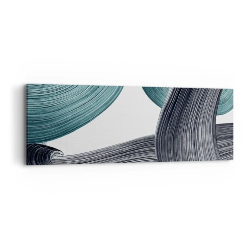 Obraz na plátně - Smaragdové a černé vlny - 90x30 cm
