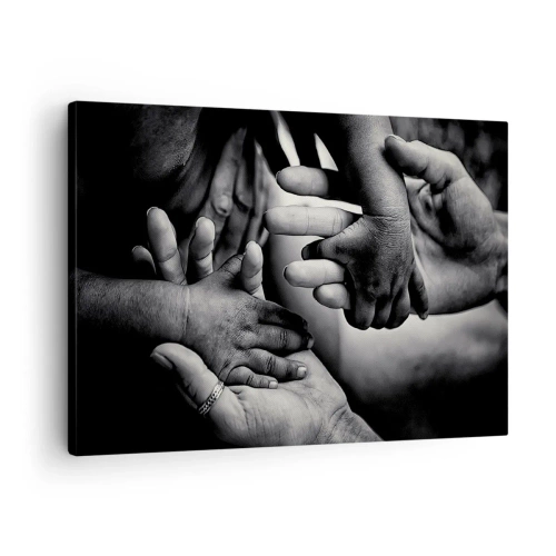 Obraz na plátně - Černobílé ruce různých generací - 70x50cm - Být člověkem - Moderní nástěnná dekorace do obývacího pokoje a ložnice ARTTOR