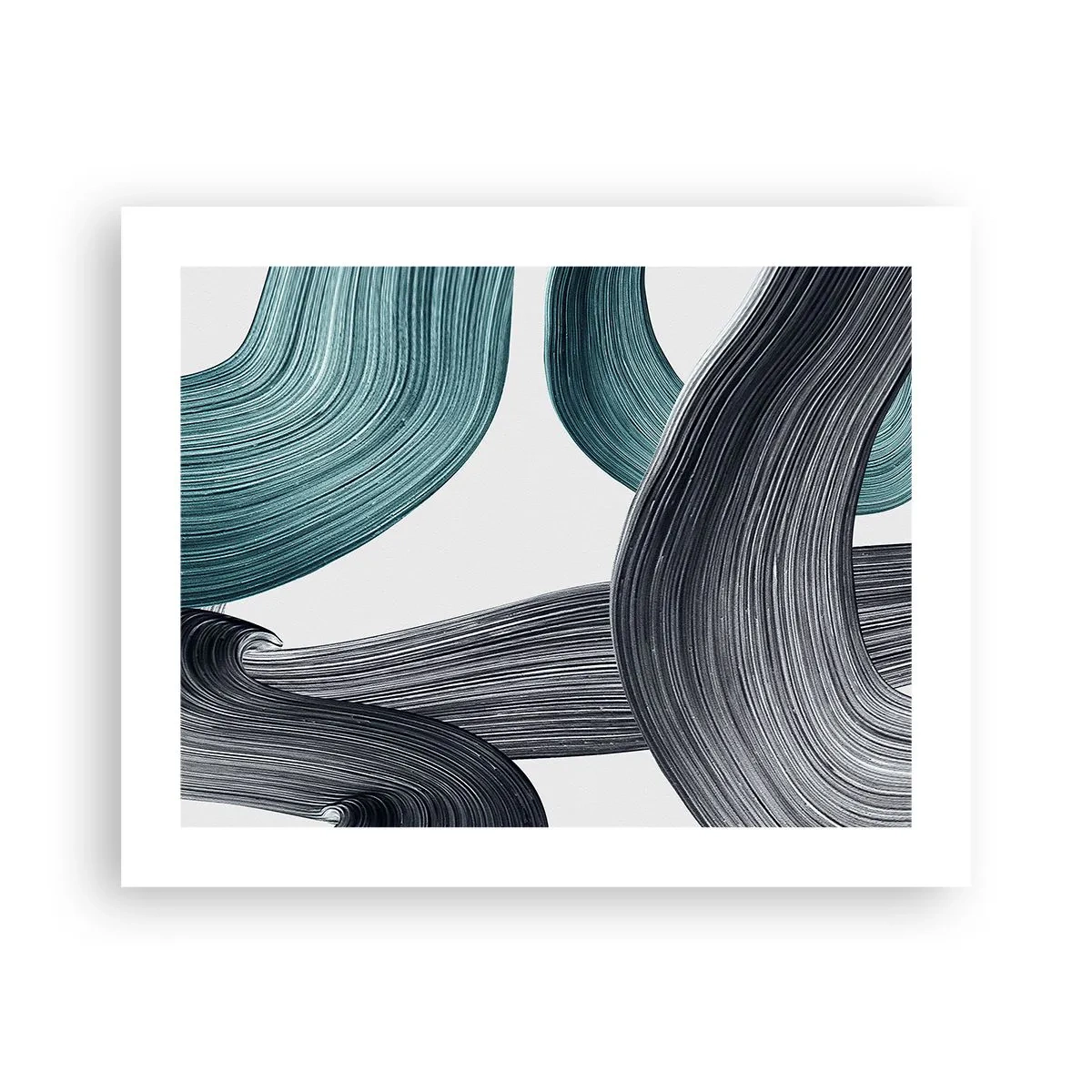 Plakát - Smaragdové a černé vlny - 50x40 cm