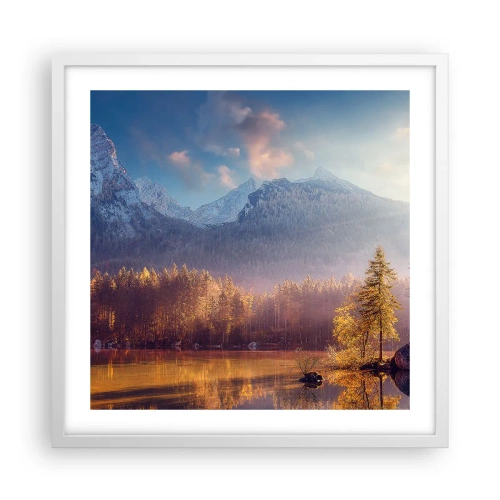 Plakát v bílém rámu - V horách a údolích - 50x50 cm