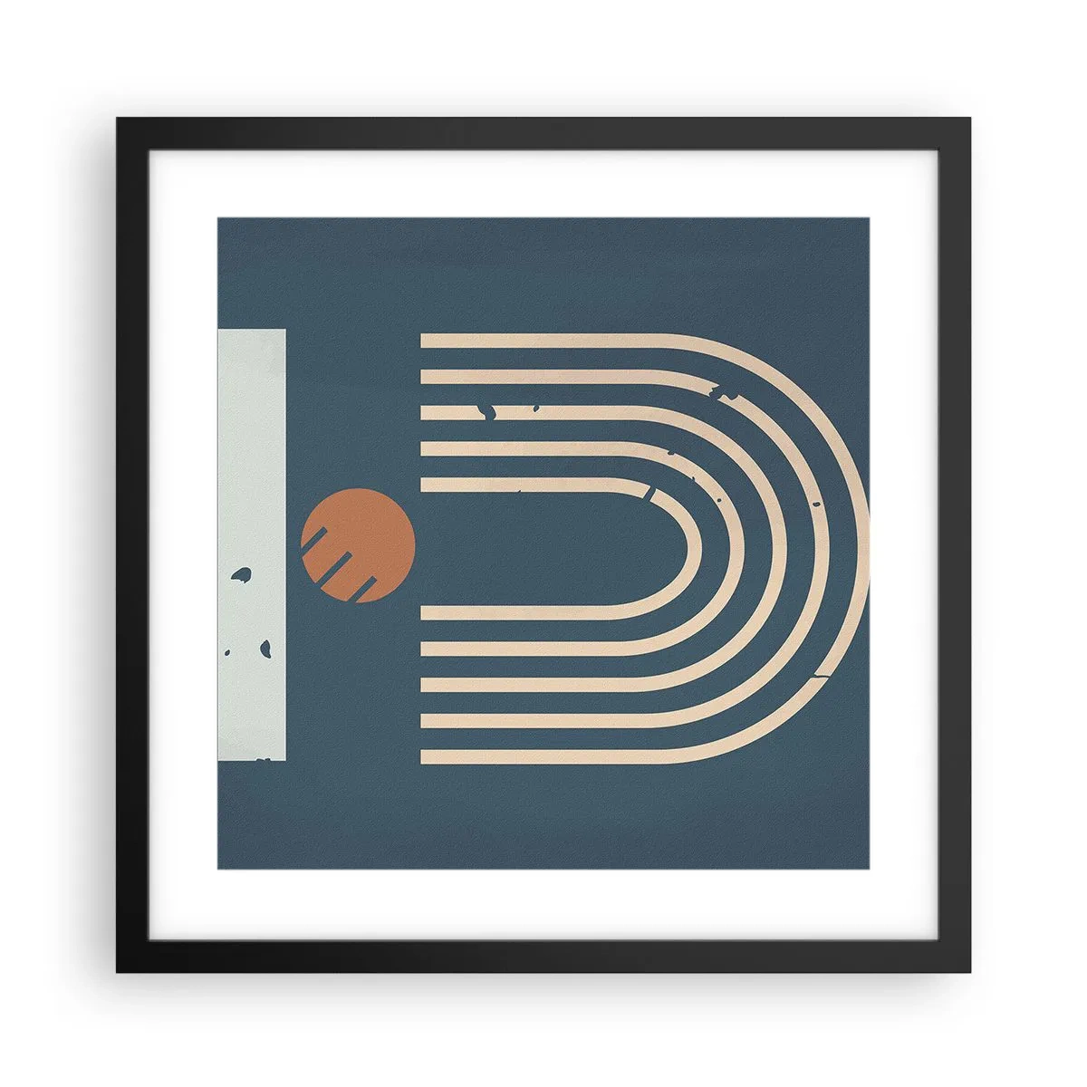 Plakát v černém rámu - Geometrie v námořnické modři - 40x40 cm