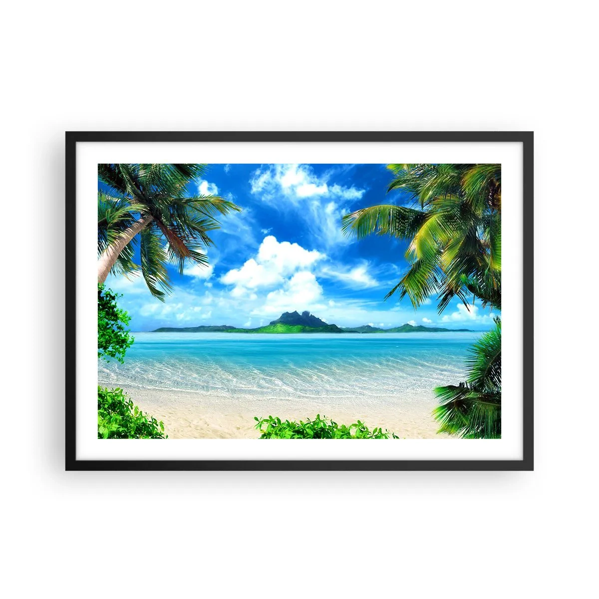 Plakát v černém rámu - Modř tropů - 70x50 cm