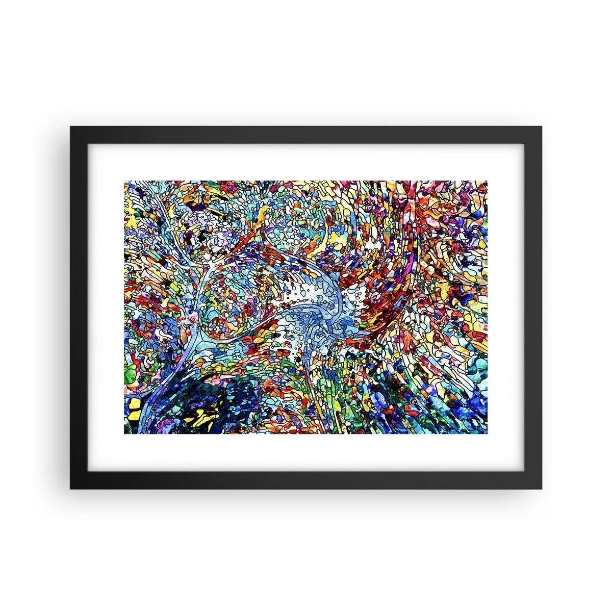 Plakát v černém rámu - Vitráž s kapkami - 40x30 cm