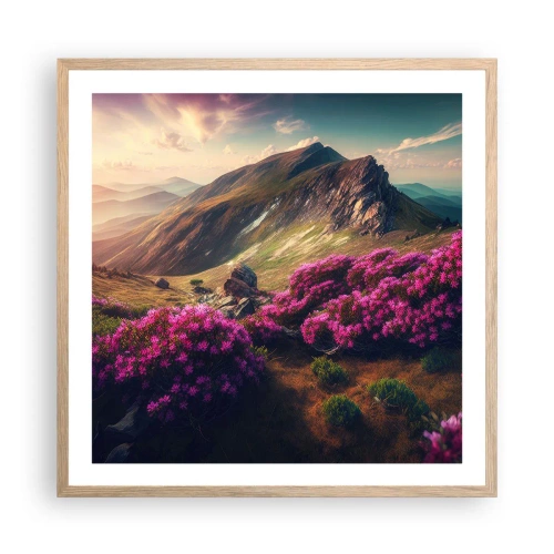 Plakát v rámu světlý dub - Léto na horách - 60x60 cm