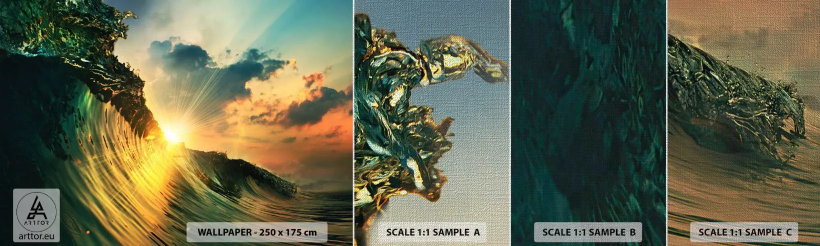 Vzor Fototapety Premium Canvas - Surfaři, kde jsi? - Mořská vlna, Paprsky slunce, Příroda - 100x30 cm