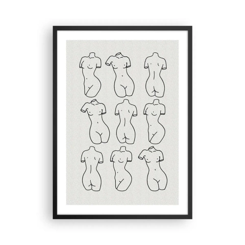 Plakát v černém rámu - Minimalistická ilustrace ženských siluet v černých obrysech. - 50x70cm - Pouze Venuše - Moderní nástěnná dekorace do obývacího pokoje a ložnice ARTTOR