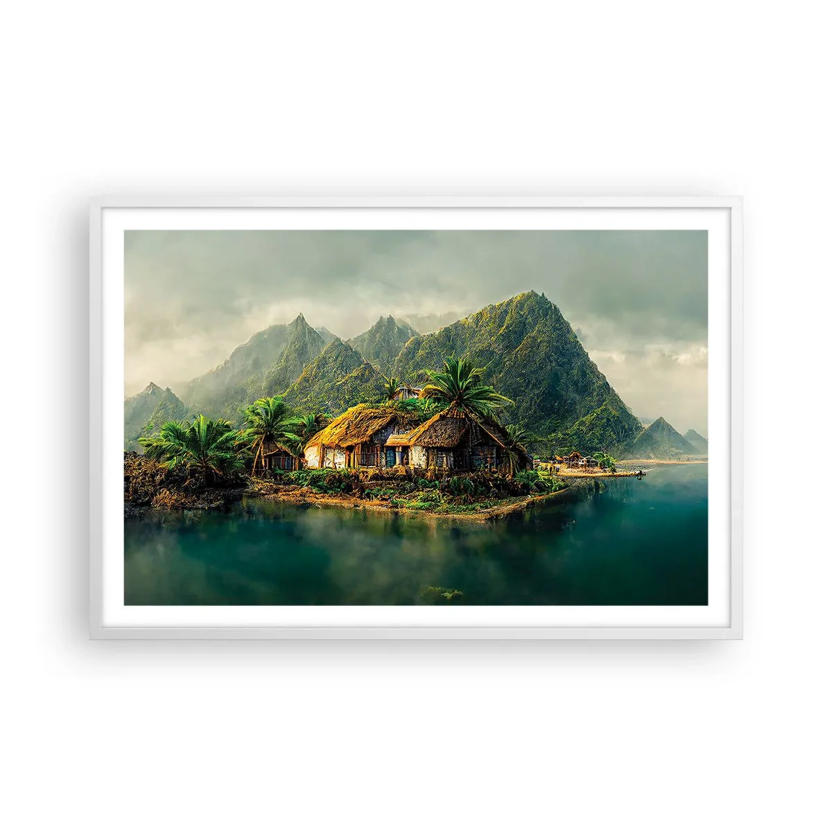 Plakát v bílém rámu - Tropický ráj - 91x61 cm