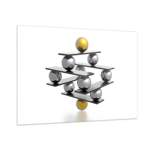 Obraz na skle - Zlato-stříbrná rovnováha - 100x70 cm