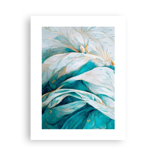 Plakát - Modrá abstrakce se zlatým motivem - 30x40 cm