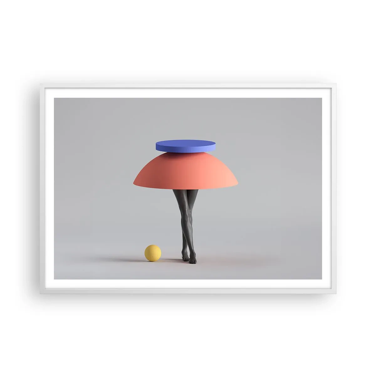 Plakát v bílém rámu - Surrealistická kompozice - 100x70 cm