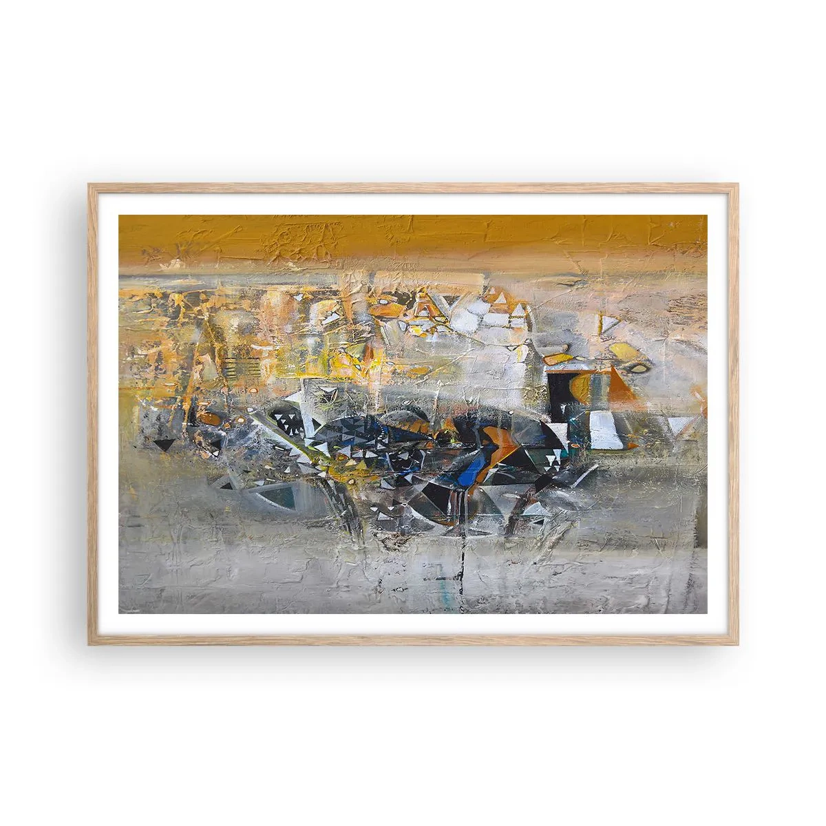 Plakát v rámu světlý dub - Všechno se podaří - 100x70 cm