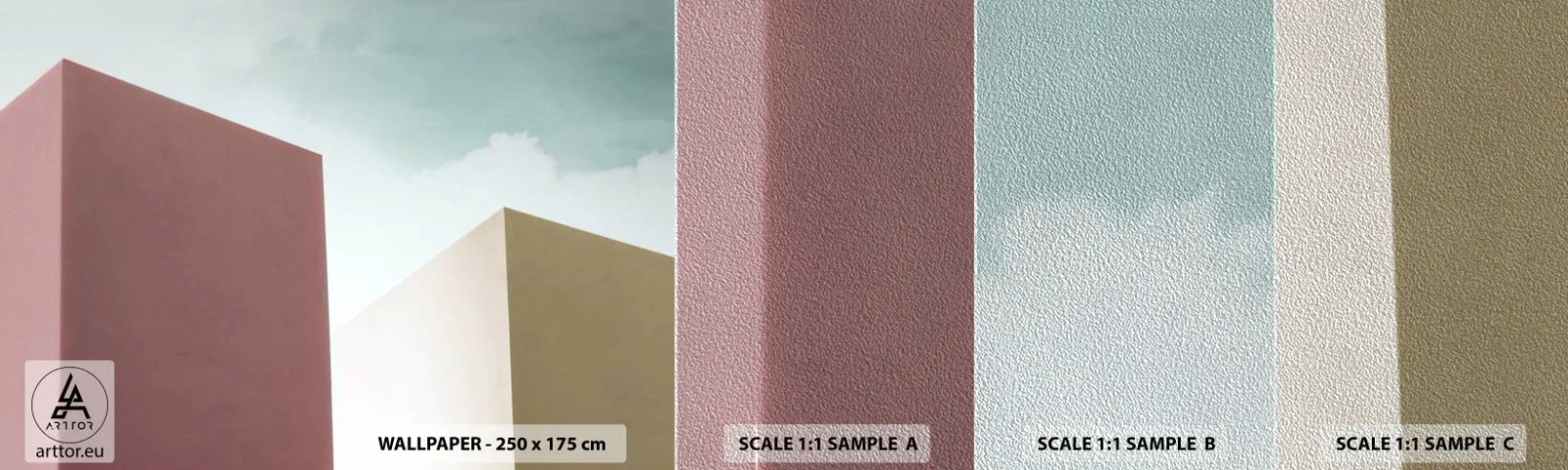 Vzor Fototapety Premium Sand - Geometrie slunečného léta - Budovy, Architektura, Trojrozměrný - 100x30 cm