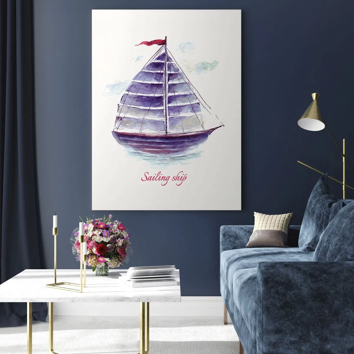 Obraz na skle - Napnuté plachty a klidná voda - 50x70 cm