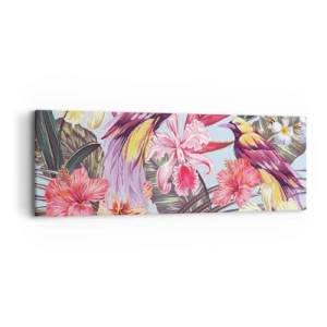 Obraz na plátně - Plátky a pírka - 90x30 cm