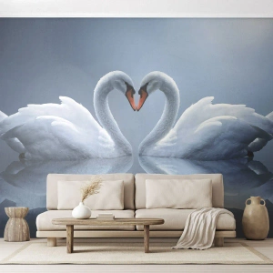 Fototapeta Premium Canvas - Čas na lásku - labutě, Milovat, Srdce - 200x140 cm
